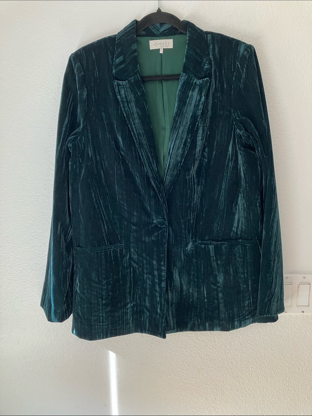 Wayf Deep Teal Green Velvet Blazer
